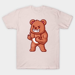 Cute Bear Muscular Cartoon T-Shirt